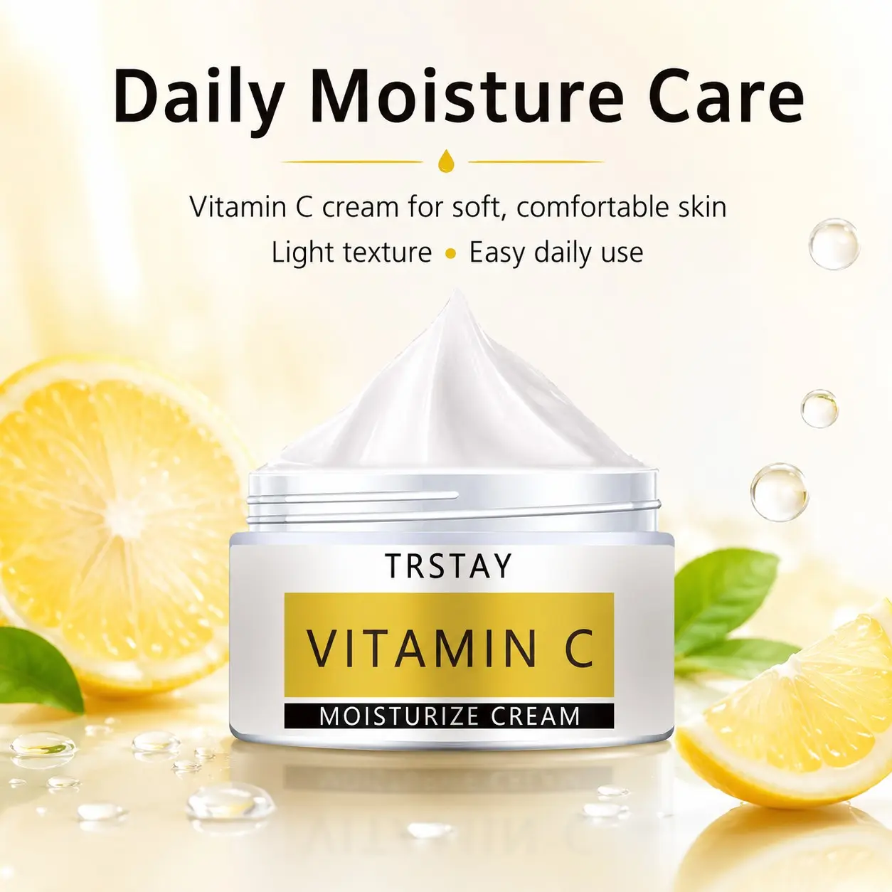 Trstay Vitamin C Moisturizing Cream, Lightweight Texture, Daily Use, Keeps Skin Soft and Comfy, Ideal for Everyday Skincare Routine