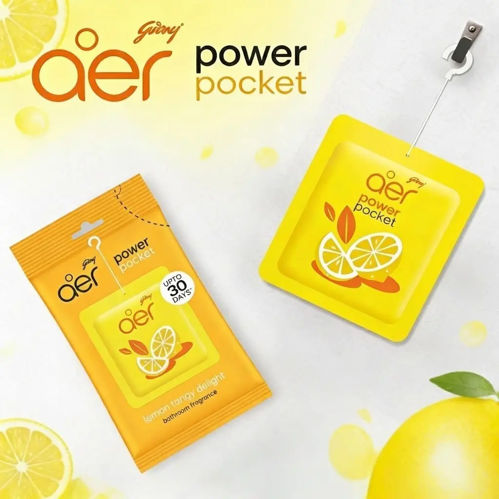 Aer Power Pocket Lemon Breeze Pack of 6, Hanging Home Air Freshener