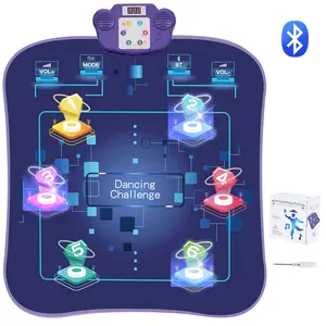 VEVOR Dance Mat, 6-Button Dance Mixer Rhythm Step Play Mat, Electronic Dance Pad with Wireless Bluetooth, LED Lights, 5 Game Modes, Adjustable Volume, Built-in Music, Toys Gifts for 3+ Year Old Girls