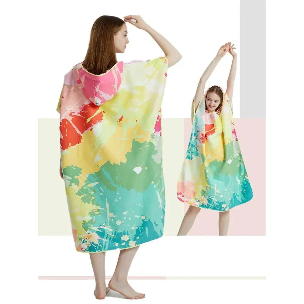 Surf Poncho Towel Poncho Quick-Dry Towel Hoodie Microfiber Beach Robe Changing Poncho Swim Towel Beach Poncho For Adults (A17)