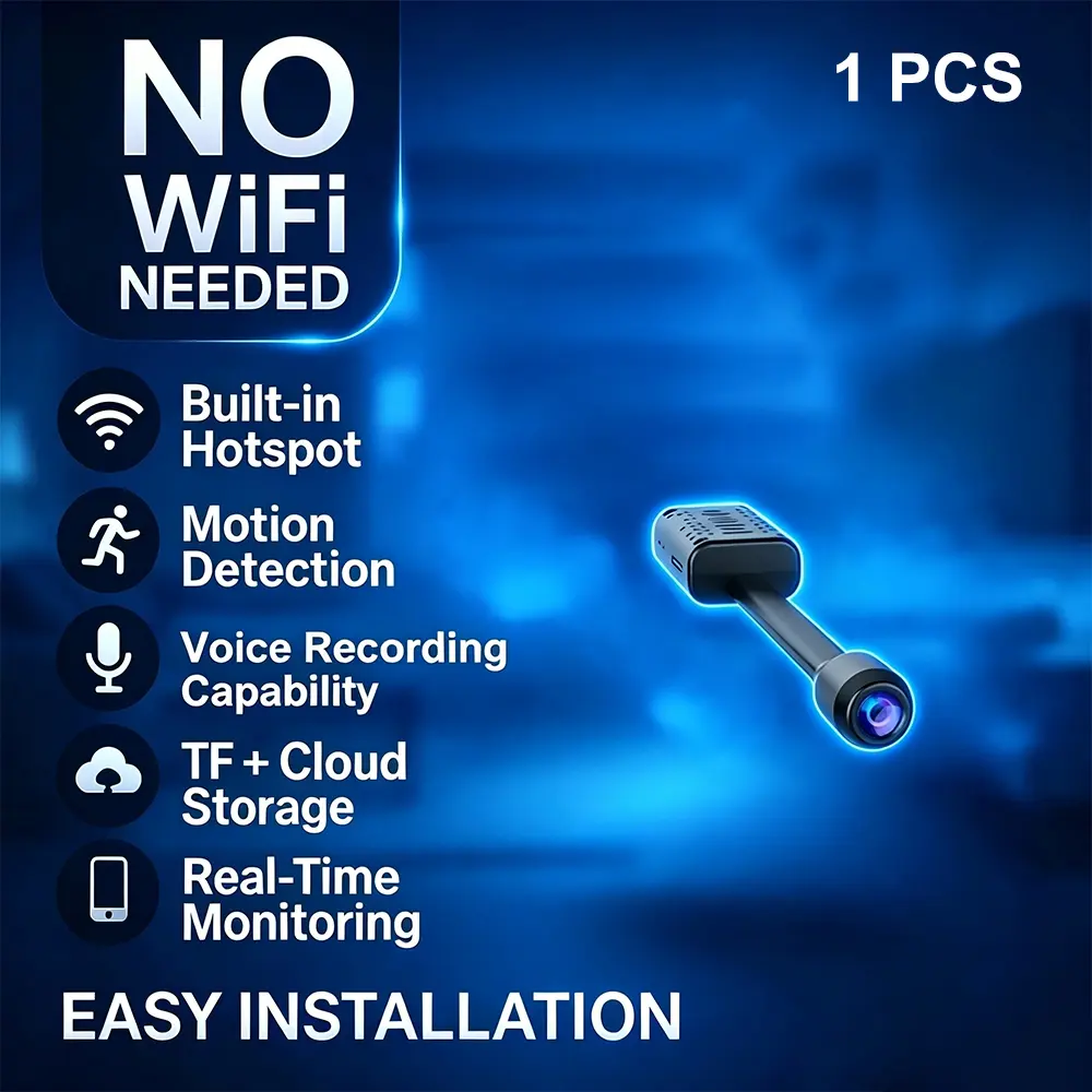 YINGWEICAM 1024P Indoor Wireless Security Camera - Wi-Fi Enabled, No Charging Needed, 128G Max Memory Card Support, AP Hotspot Direct Connection, Intelligent Motion Detection, Cloud Storage, Adjustable Lens, Ad-Free App, Night Vision Optics, Single Unit
