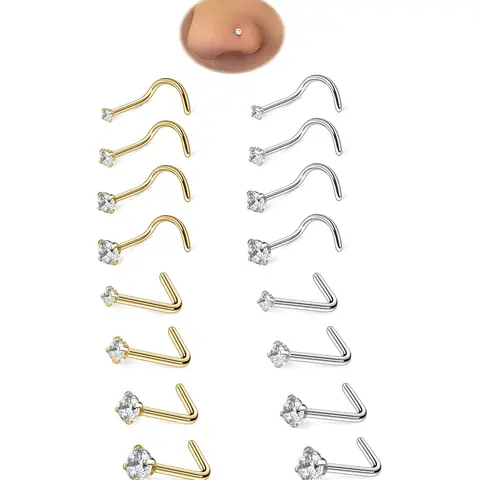 【Black Friday】4 Pcs 20G Nose Studs for Women, 1.5-3mm Hypoallergenic Cubic Zirconia Surgical Steel Nose & Body Piercing Jewelry, Wedding & Christmas Gift
