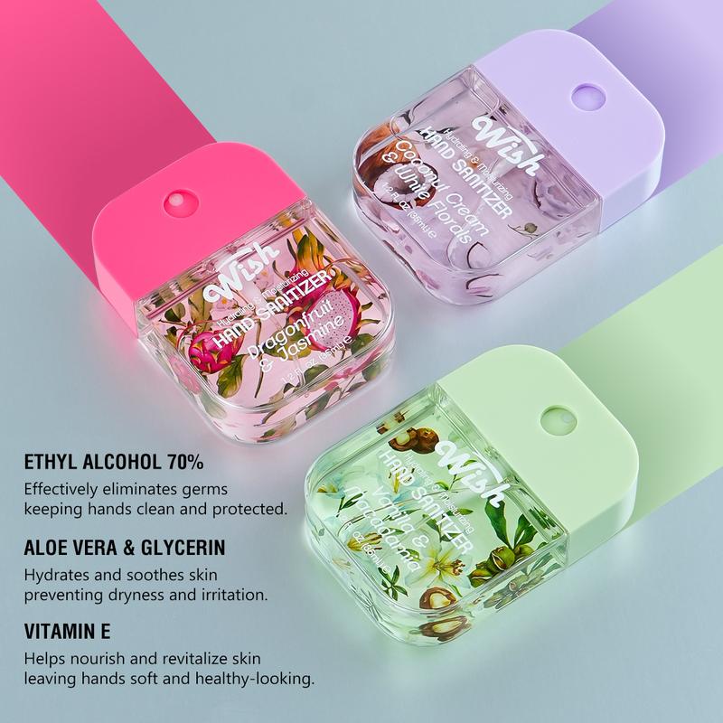 Wish 6-PCS Gift Box Set,1.2 Fl Oz Hydrating Liquid Hand Sanitizer Spray, 6 Different Scents, Portable For Travel Set, Perfect For Dating, Daily Life, Gift Giving