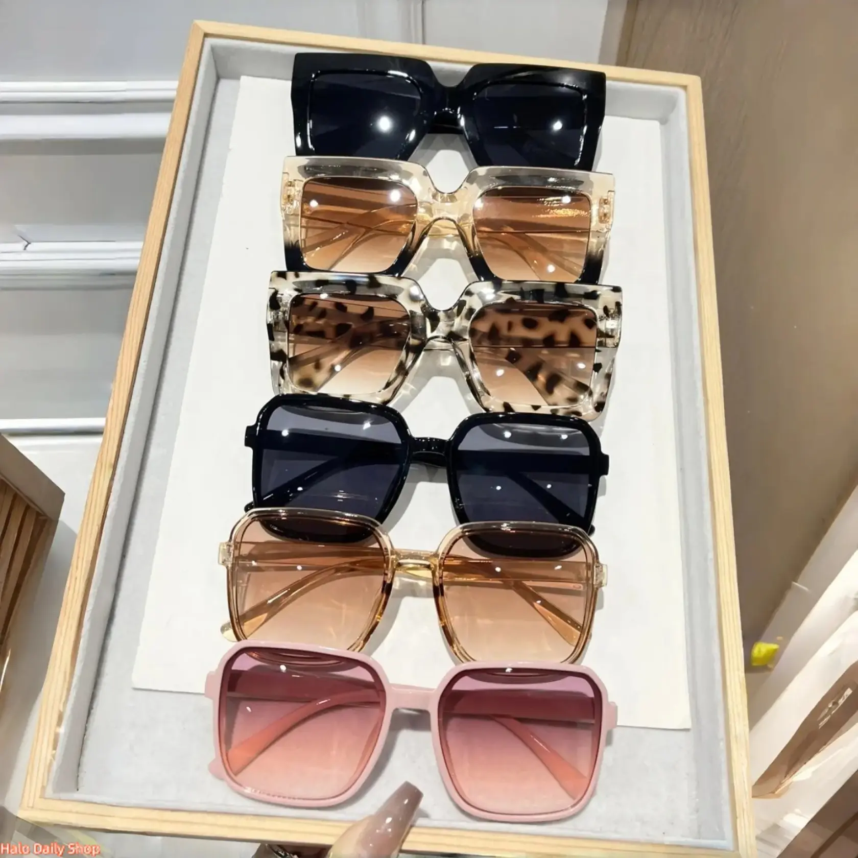 Women's 6Pcs Large Square Sunglasses Bulk Set - Tortoiseshell, Jelly Color PA Frames, Anti-UV Tinted Lenses, Trendy Oversized Fashion Eyewear for Daily Travel, Beach Female Wear, Anti-Uv Lenses