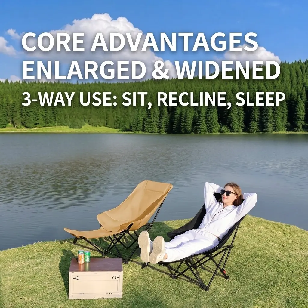 Four-Position Adjustable Folding Chair, Portable Camping Beach Office Lounge Chair, High-Quality Foldable Seat, Ideal for Sitting and Lying Down