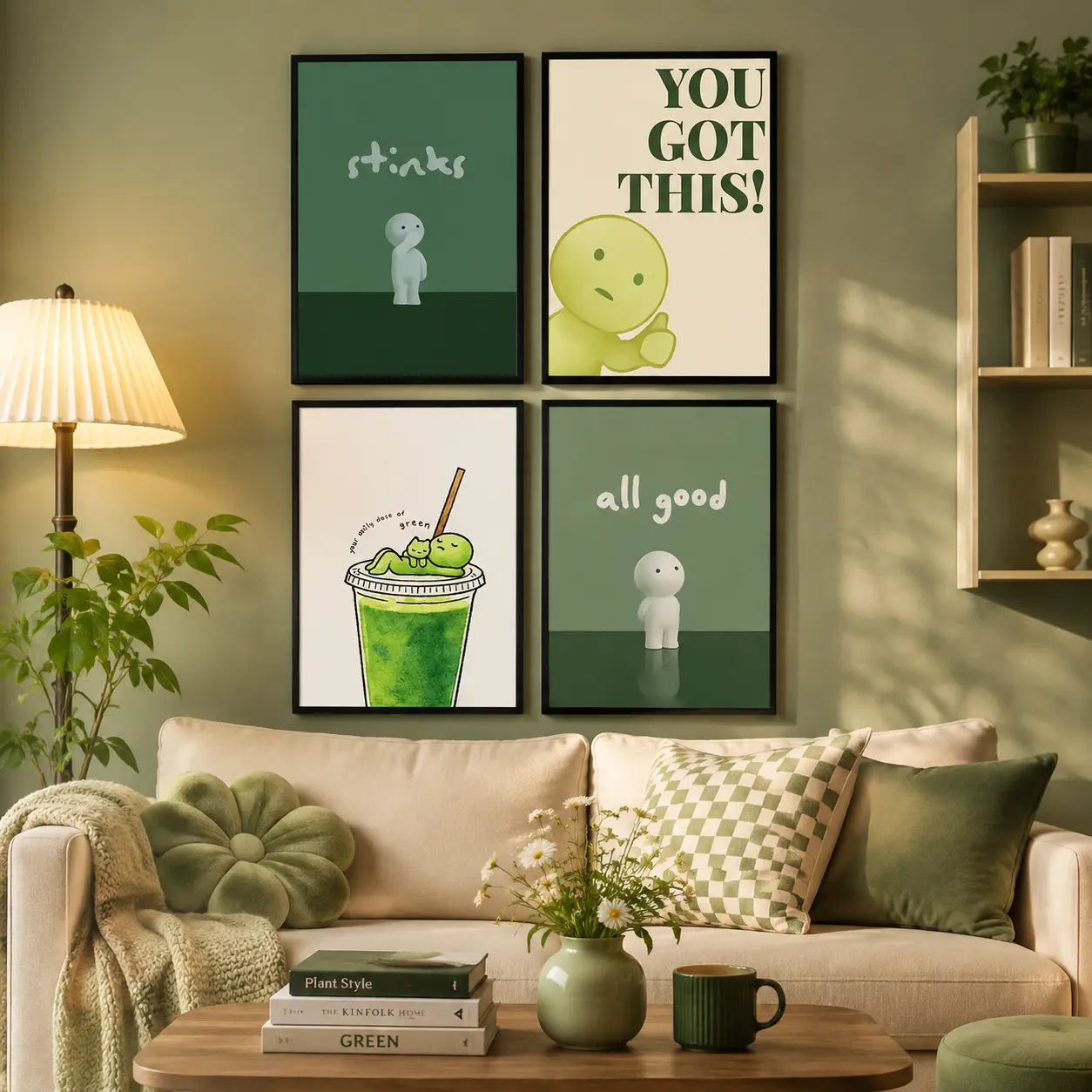 Cute Bathroom Wall Art Funny Character Canvas Print Kawaii Poster Aesthetic Decor for Bathroom Bedroom Apartment and Home Gift