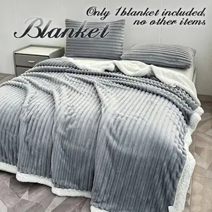 Ultra Soft Vertical Striped Two-sided Plush Throw Blanket, Cozy Blanket Throw, Double Layer Warm Fluffy Cover, Multi-purpose Air Conditioning Blanket For Home & Office, This Product Only Includes Single Blanket, No Other Bed Decor Items