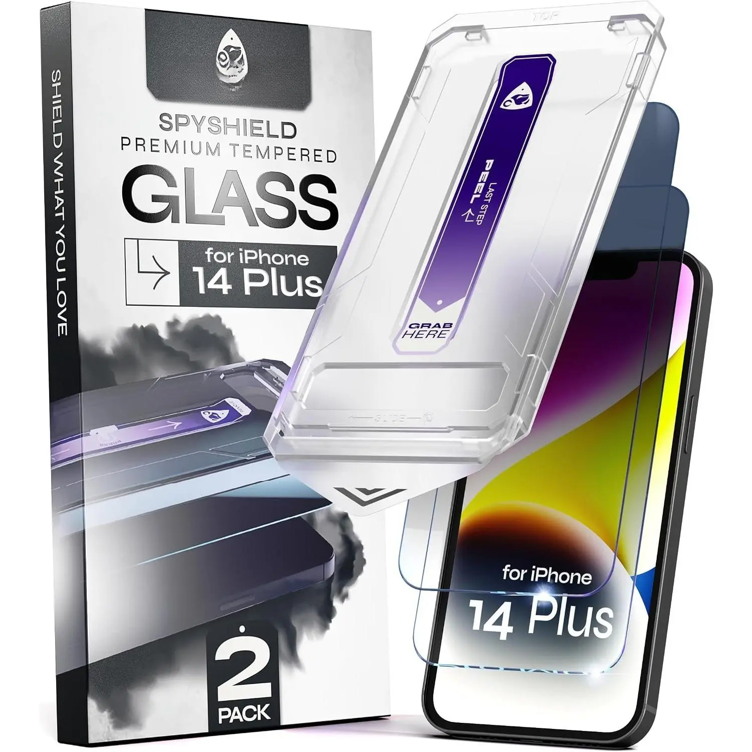 for  14 Plus  Screen Protector (2Pack), Easy Auto-Dust &  Install Kit, 6.7" Tempered Glass, 9H Hardness,  Protection, Case Friendly, SpyShield