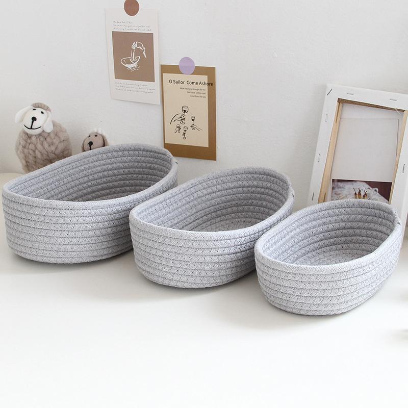 Woven Nordic Rope Storage Baskets - Organize Boxes, Desktop Sundries, Key, Cosmetics - Natural Fiber - For Home & Office - Perfect Gift for Housewarming & Organization Enthusiasts - Room Organization Products