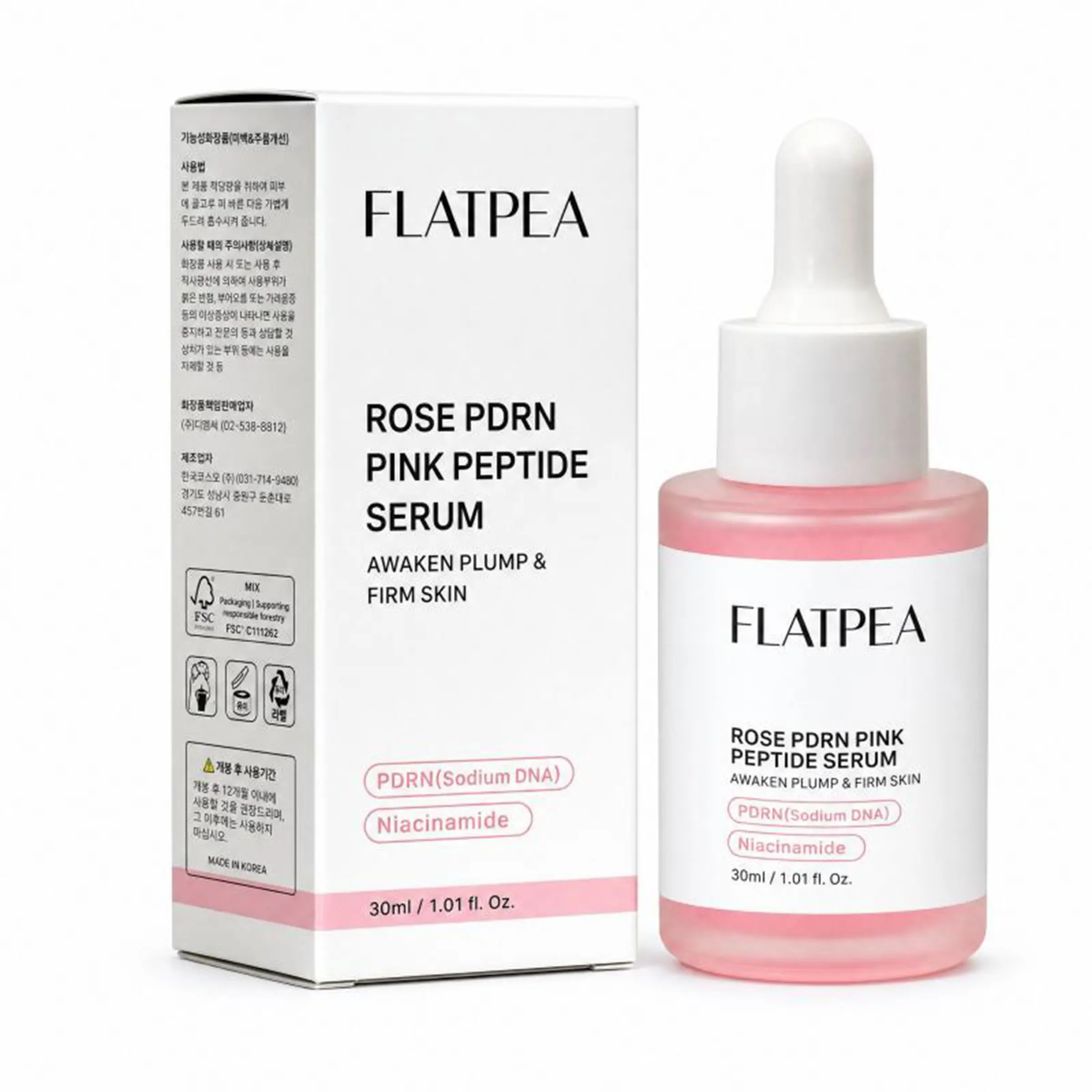 PDRN Sodium DNA Pink Peptide Facial Serum with Niacinamide Ectoin Licorice Root Extract Anti-Aging Firm Brightening Soothing Hydrating Skin Barrier Repair Serum Hydrate 30ml