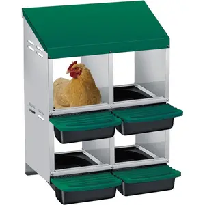 Chicken Nesting Box, 4 Compartment Roll Away Design for High-Volume Egg Collection and Easy Wall Mounting with Metal Legs