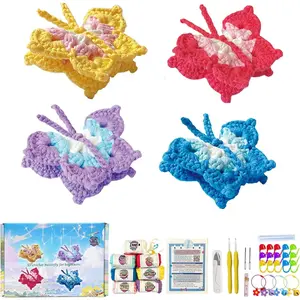 Crochet Kit for Beginners,Complete Video Tutorials, Butterfly Crochet Kit,Suitable for Adults and ,Includes Explanations of  Crochet Stitches