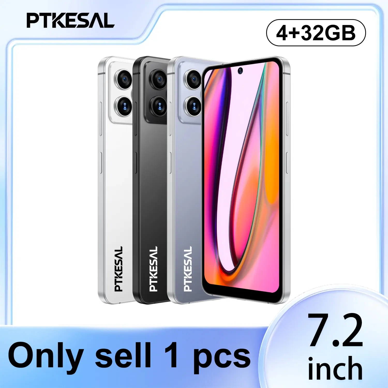 Ptkesal-17 Pro Max Smartphone, 7.2-Inch HD Screen, 4GB RAM+32GB ROM, 5+13mp Camera, 4300mah Battery, Octa-Core Cpu, Android 12.0, Dual Sim