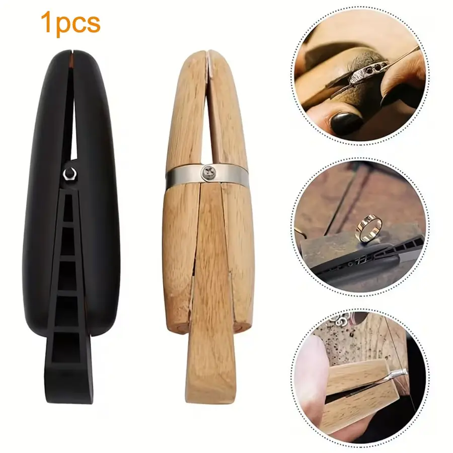 Wooden Ring Holder, Jewelry Making Tool, Ring Fixing Clamp, Handmade Craft Kit, Essential for Engraving and Repair, Durable Wood Material