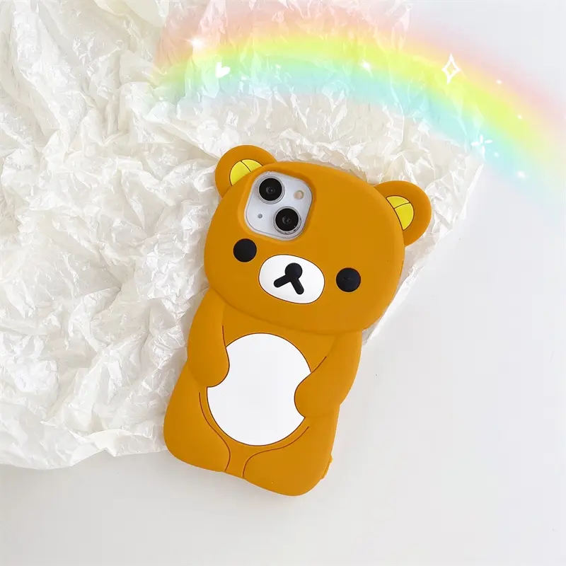 3D Cartoon Cute Bear Phone Case For iPhone 17 Promax 16 15 14 Plus 13 12 Pro Max 11 X Xs Max 7 8 SE 6s 5s Soft Silicone Shockproof Couple Cover