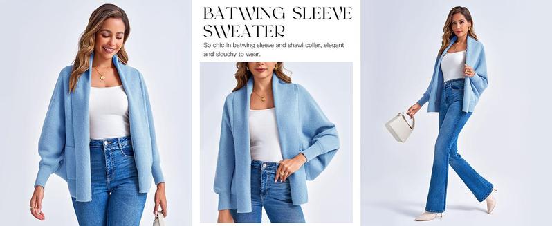 【New】Womens Open Front Cardigan Batwing Long Sleeve Shawl Chunky Knit Loose Fall Poncho Sweater Coats 【New】Womens Open Front Cardigan Batwing Long Sleeve Shawl Chunky Knit Loose Fall Poncho Sweater Coats