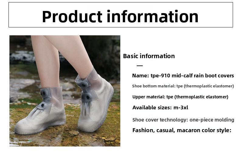 Adult Fashionable Rainproof Waterproof Shoe Covers for Men and Women, Thickened and Wear-resistant Rain Boot Shoe Covers