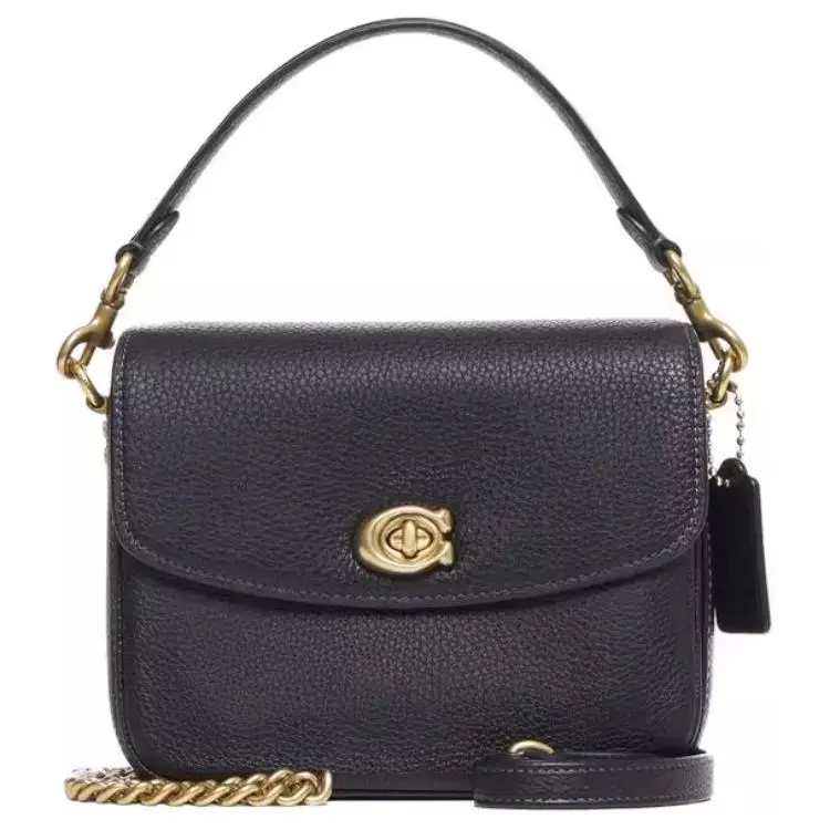 Coach Cassie 19 Leather Crossbody Shoulder Bag for Women, Detachable Chain Top Handle, Small Size, Black