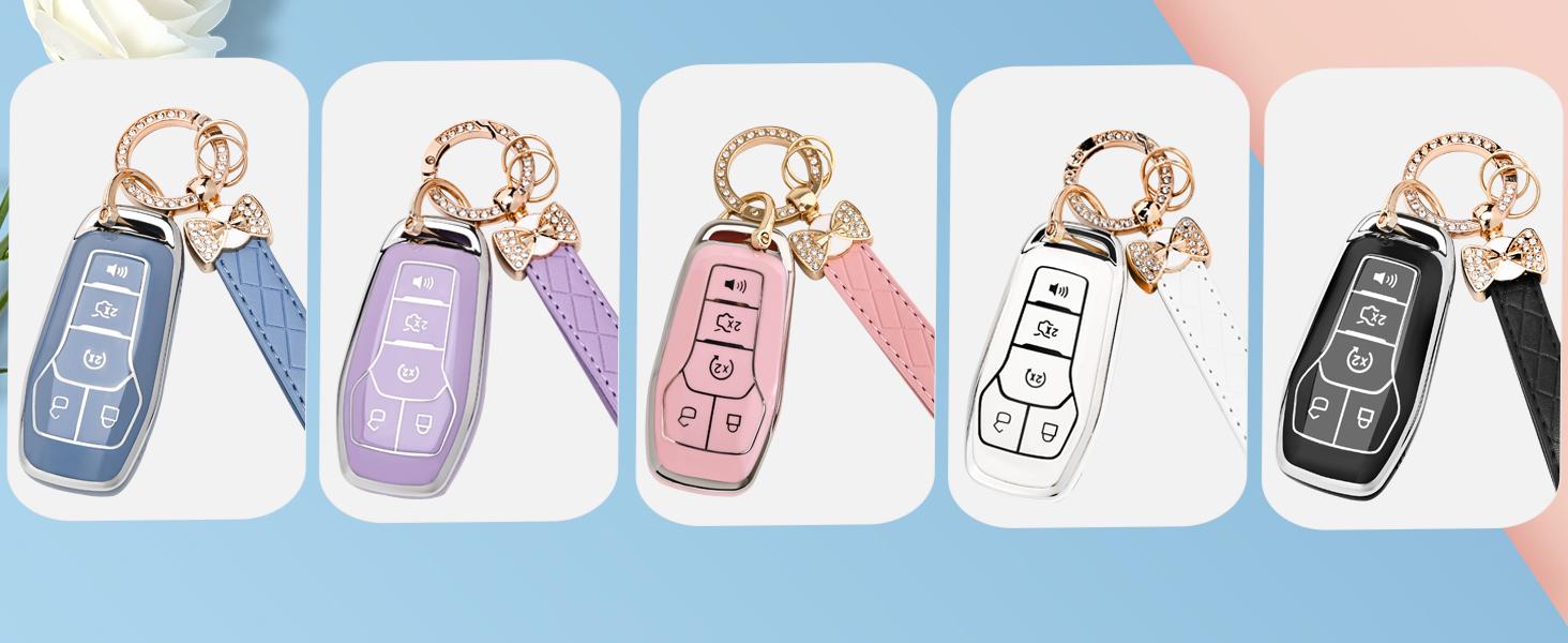 for Ford Key Fob Cover - Soft TPU Key Fob Case for Ford Edge Fusion Explorer Mustang Lincoln MKZ MKC MKX Smart Keyless Remote Key(Black)