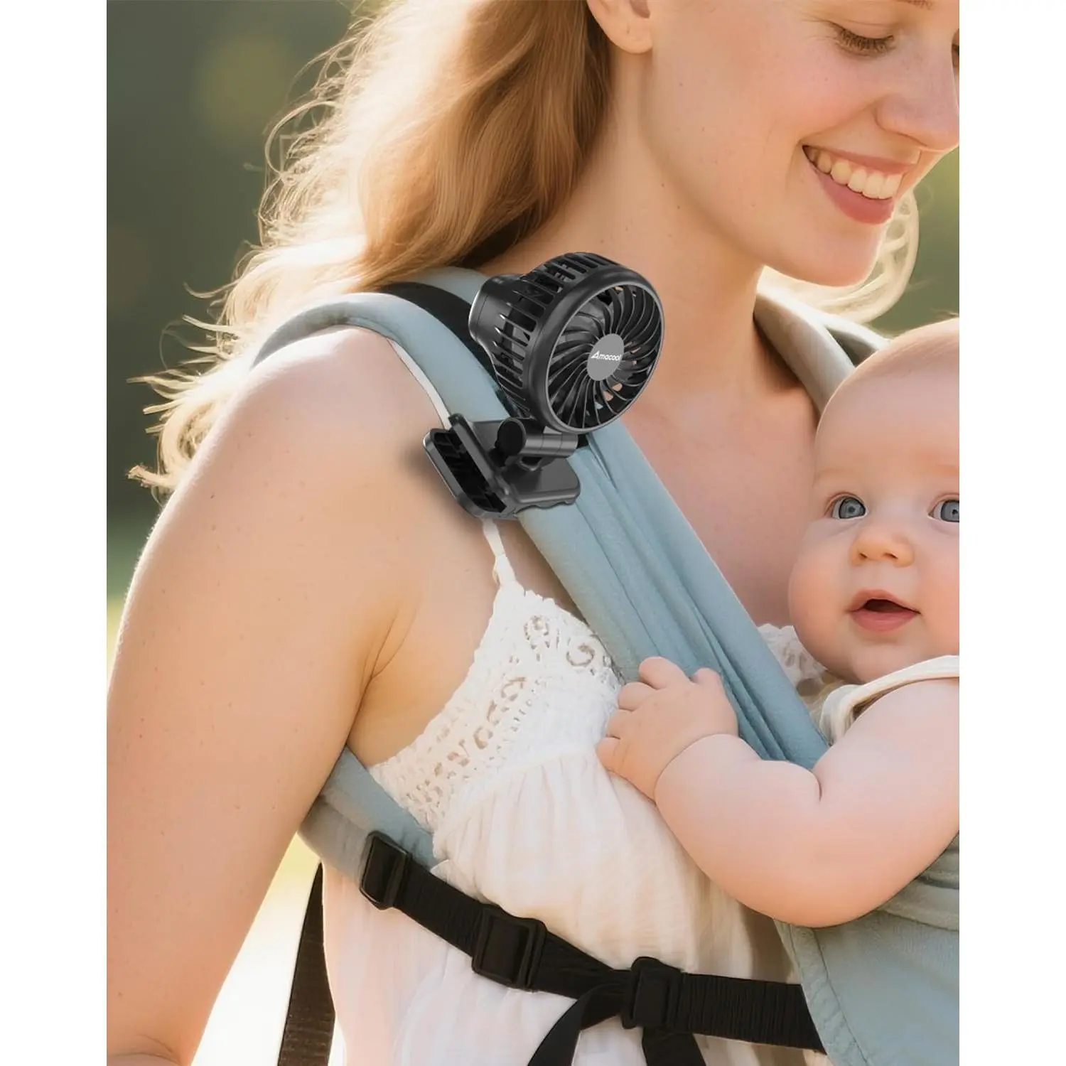 Mini Baby Fan with Clip for Carrier Stroller, Baby Essentials, Ultra Light 0.24 lb, Safe Gaps, Rechargeable 3-Speed Portable Fan, Beach Vacation Travel Essential Gear for Boys Girls, Registry GiftsGift.