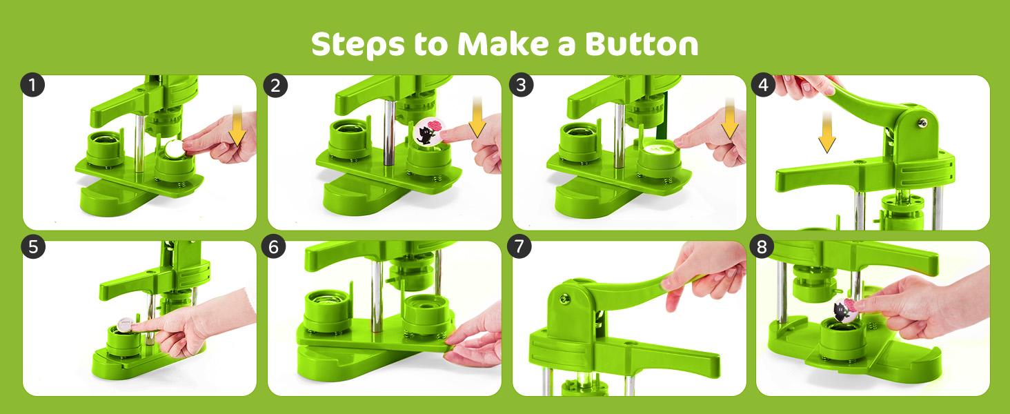 32mm Button Maker Kit – 1.25 Inch Button Maker Pin Badge Press Machine with 100PCS Supply Parts & Circle & Cutting Mat, Perfect for & Birthday Gifts