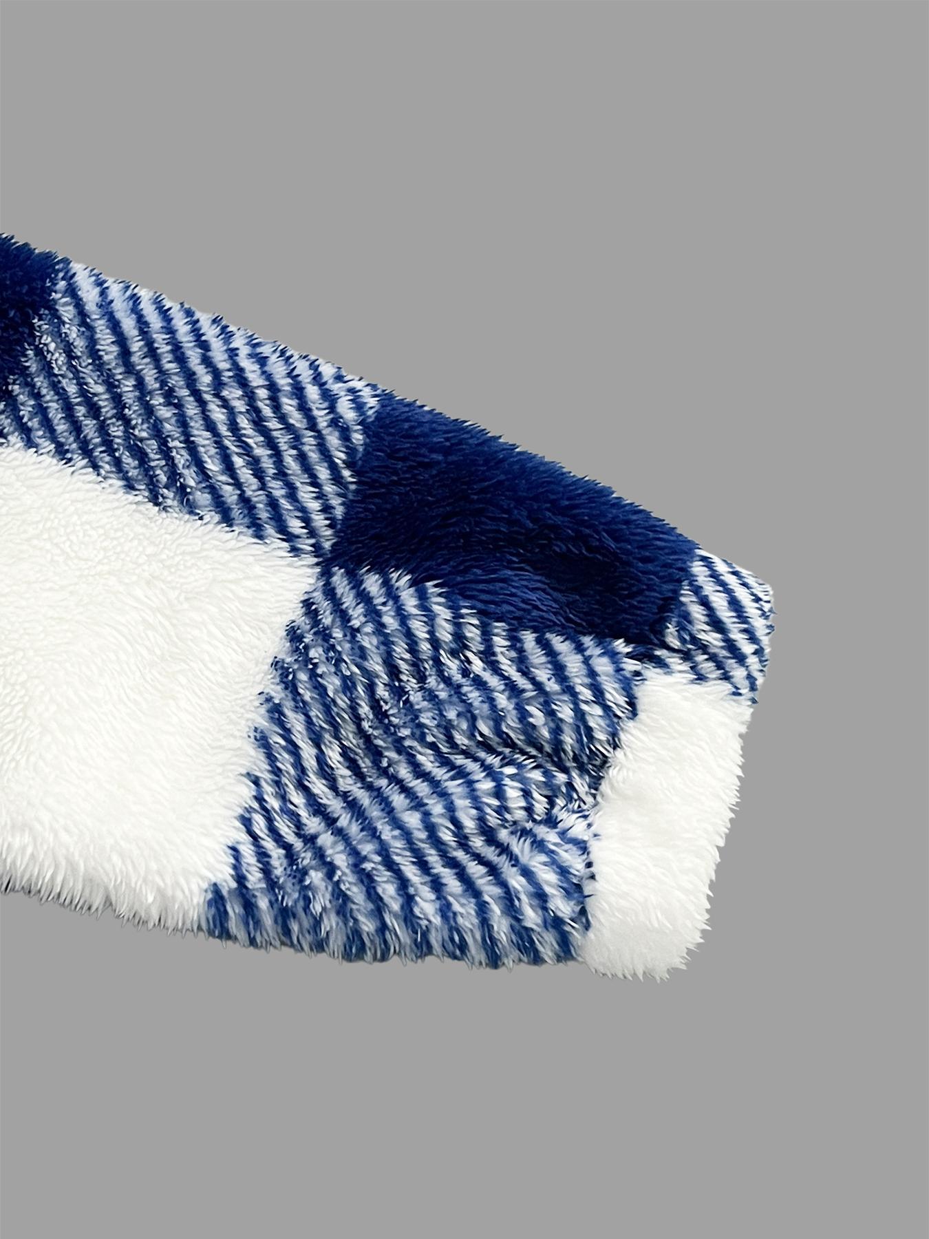 Men's Plaid Print Button Front Fuzzy Lounge Jacket, Casual Long Sleeve Collared Outerwear for Fall & Winter, Men's Sleepwear for Daily Wear, Casual Style Outerwear, Casual Fitted Jacket