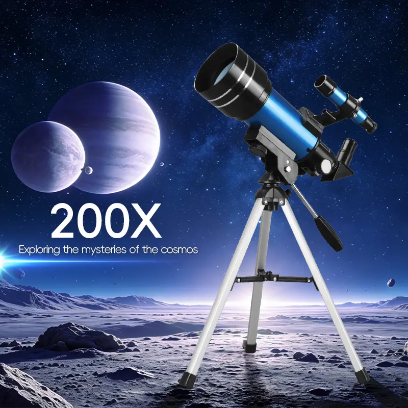 Adult Beginner HD Zoom Astronomy Telescope, 200X Magnification & 400mm Focal Length, Manual AZ Tripod, Comes with 2x Barlow Lens, 20mm Eyepiece & Moon Filter, Ideal for Outdoor Stargazing, Science Education & Holiday Gift