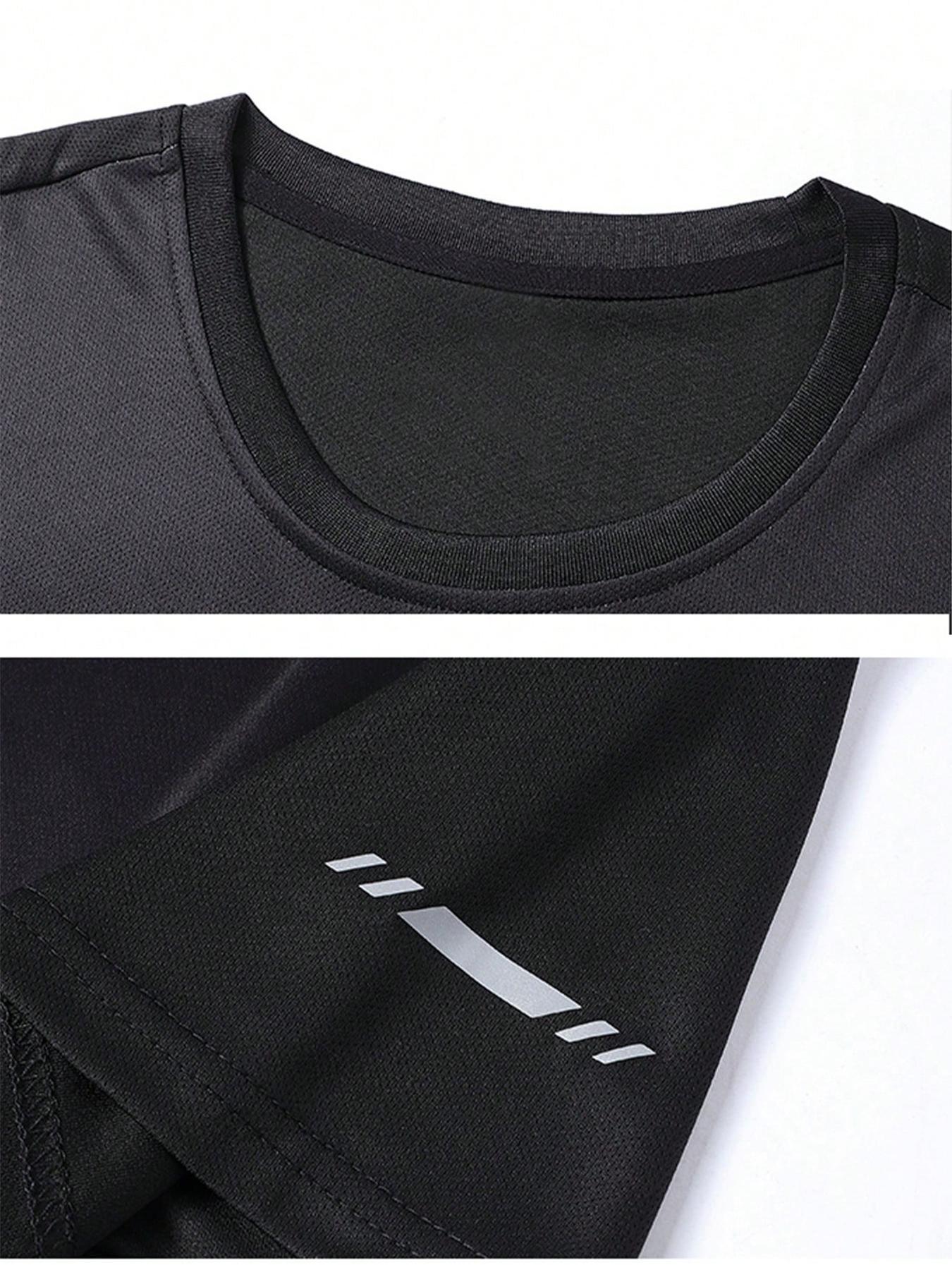 Men's Ombre Print Short Sleeve Tee, Gym Tees, Sporty Breathable Quick Drying T-shirt for Outdoor Running Gym Training, Casual Top for Daily Wear