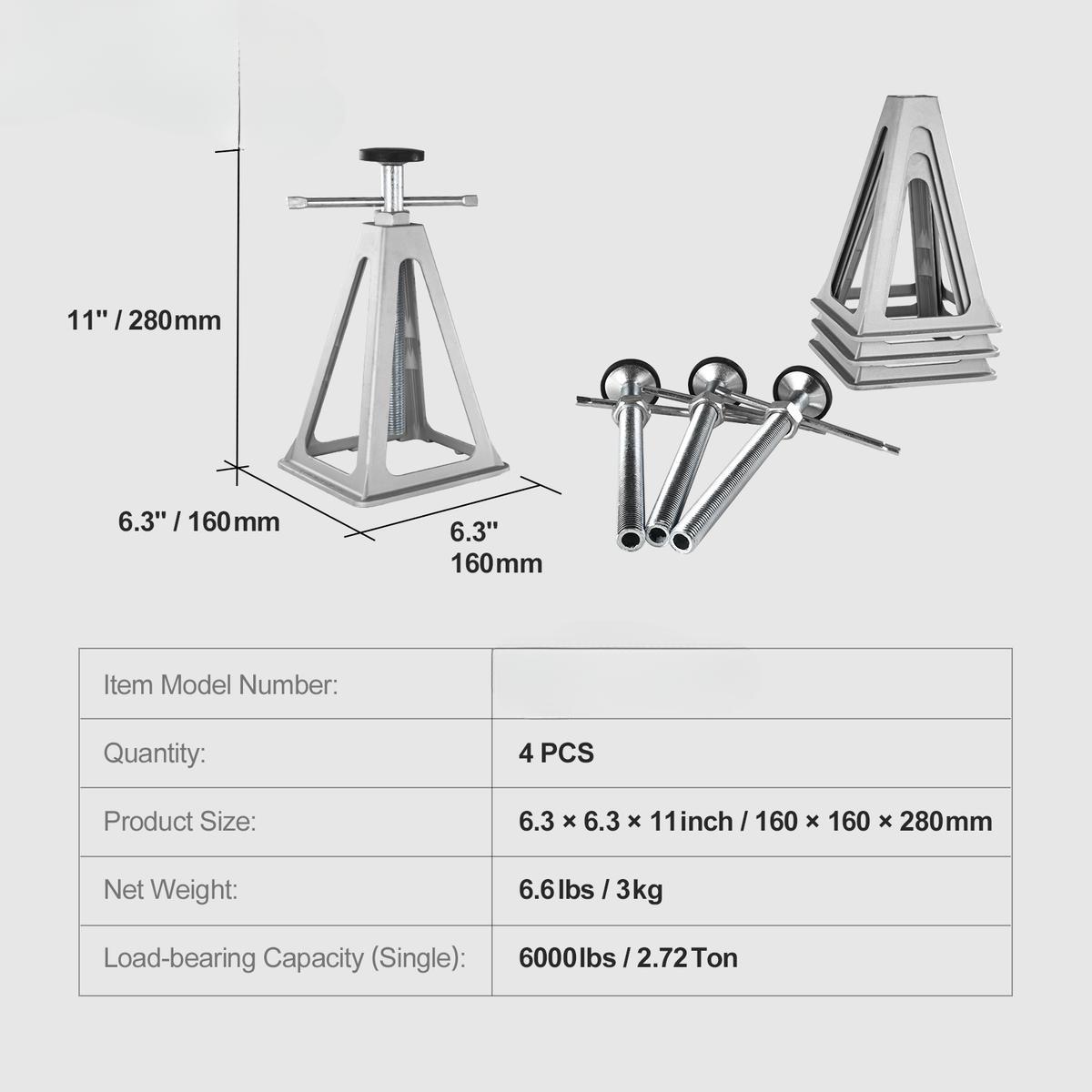 RV Stabilizer Jacks,  4 Pack Aluminum RV Leveling Jacks, RV Stack Jacks for RV Travel Trailer Camper, Single Screw Jack Support up to 6000 Lbs, Adjustable from 11 inch to 17 inch
