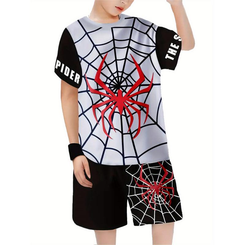 Short-Sleeved Shorts Set 3D Print Spider
