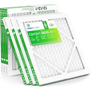 12x12x1 Air Filter 6 Pack, Durable MERV 8 Pleated Home HVAC AC Furnace Filters, Lightweight Compact Air Conditioner Filter Replacement