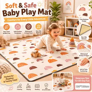 Non-Slip High Chair Mat for Kids, Waterproof Play Mat, Picnic Pad, Baby Crawl Mat, 51.18inch X 51.18inch, Durable & Safe Design