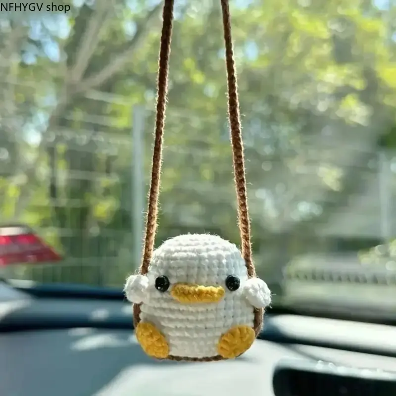 Crochet Frog Car Charm, Handmade Soft Green Boho Hanging Ornament, Cute Whimsical Lightweight Decor Accessory Perfect For Car Rearview Mirror Interior Styling, Office Cabinets And Kitchen Indoor Space Decoration Matching