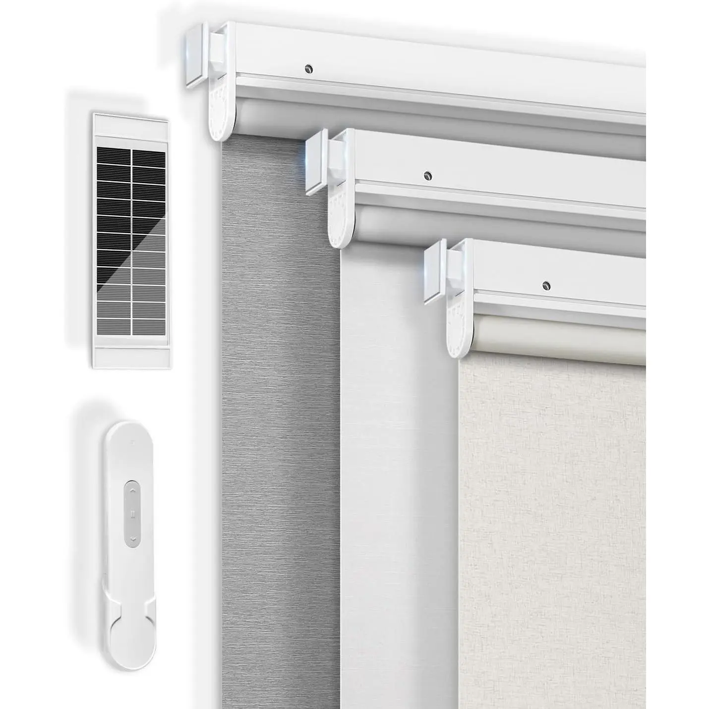 No-Drill Motorized Blinds with Remote, Blackout Roller Shades | Rechargeable Shades for Windows, Electric Automatic Wireless Cordless Blinds for Bedroom and Living room (White,34.25"W*72"H)
