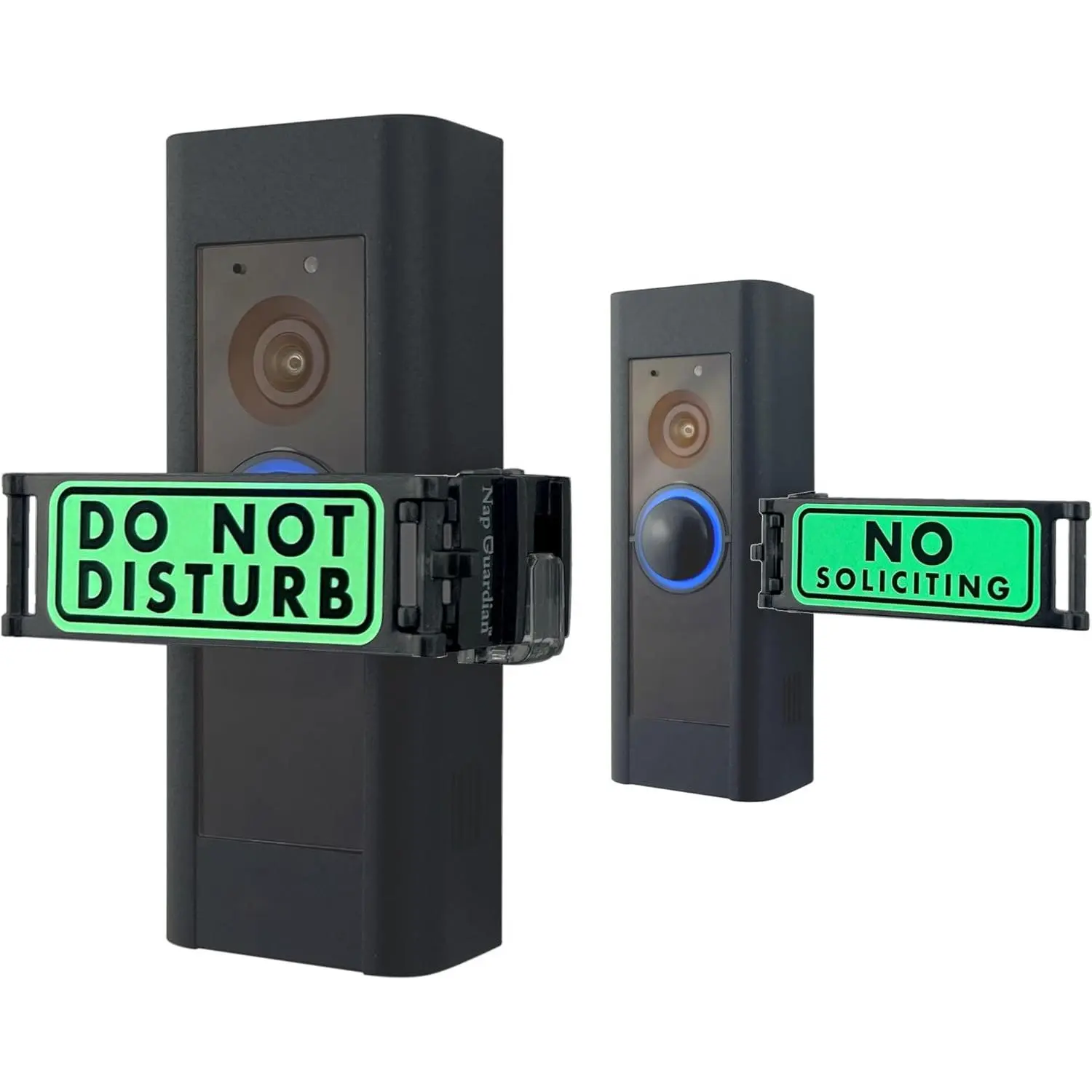 No Soliciting Sign Door Bell Cover, Universal-Fit Button Blocker for Video Doorbells, Cover + Sign