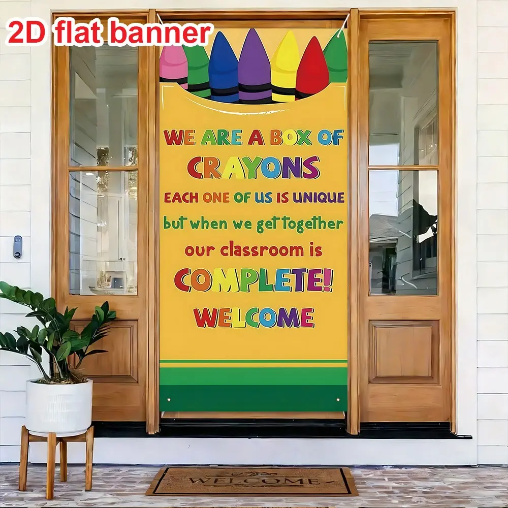 2D Canvas Decorative Banner for School Opening Day Welcome, Ideal for Essay Books and Crayon Classroom Decor, Home Decoration Hanging Sign