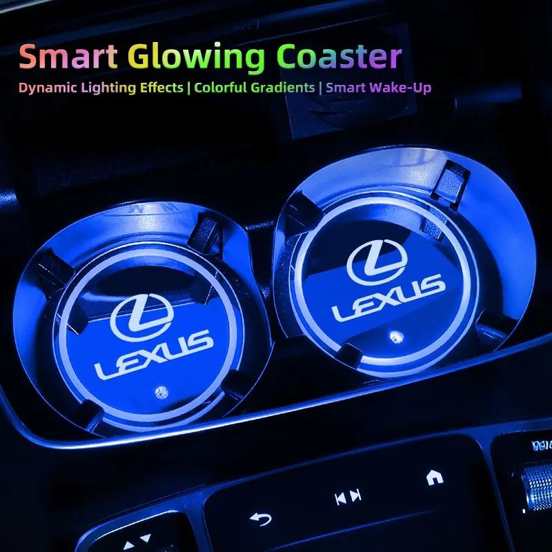 LED Car Cup Holder Light Luminous Coaster Water Cup Pad For Lexus GS IS LS500h ES260 ES300h RX350h NX260 UX260 LM LC RZ450e TX RC CT200h GX550 LX600 LX570 NX350 HS250