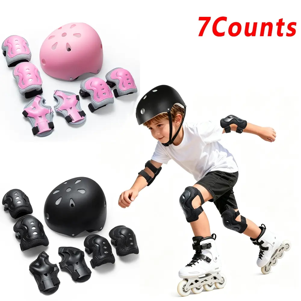 7Pcs Kids Bike Helmet,Toddler Helmet for Youth Adult,Knee Pad Elbow Pad Wrist Guard Protective Gear Set for Skateboard,Bike