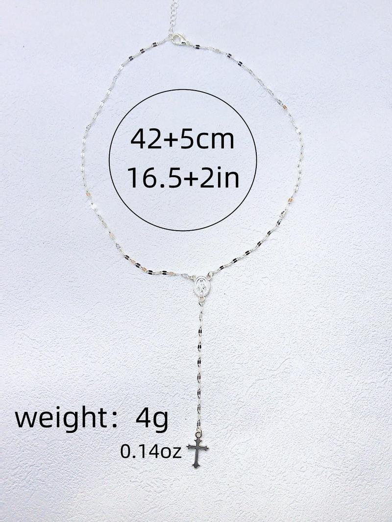Fashion Cross & Virgin Mary Pendant Necklace for Women, Cross Charm Necklace, 1 Piece Fashion Jewelry for Party, Daily Clothing Decor, All-match & Exquisite Jewelry for Birthday Gift