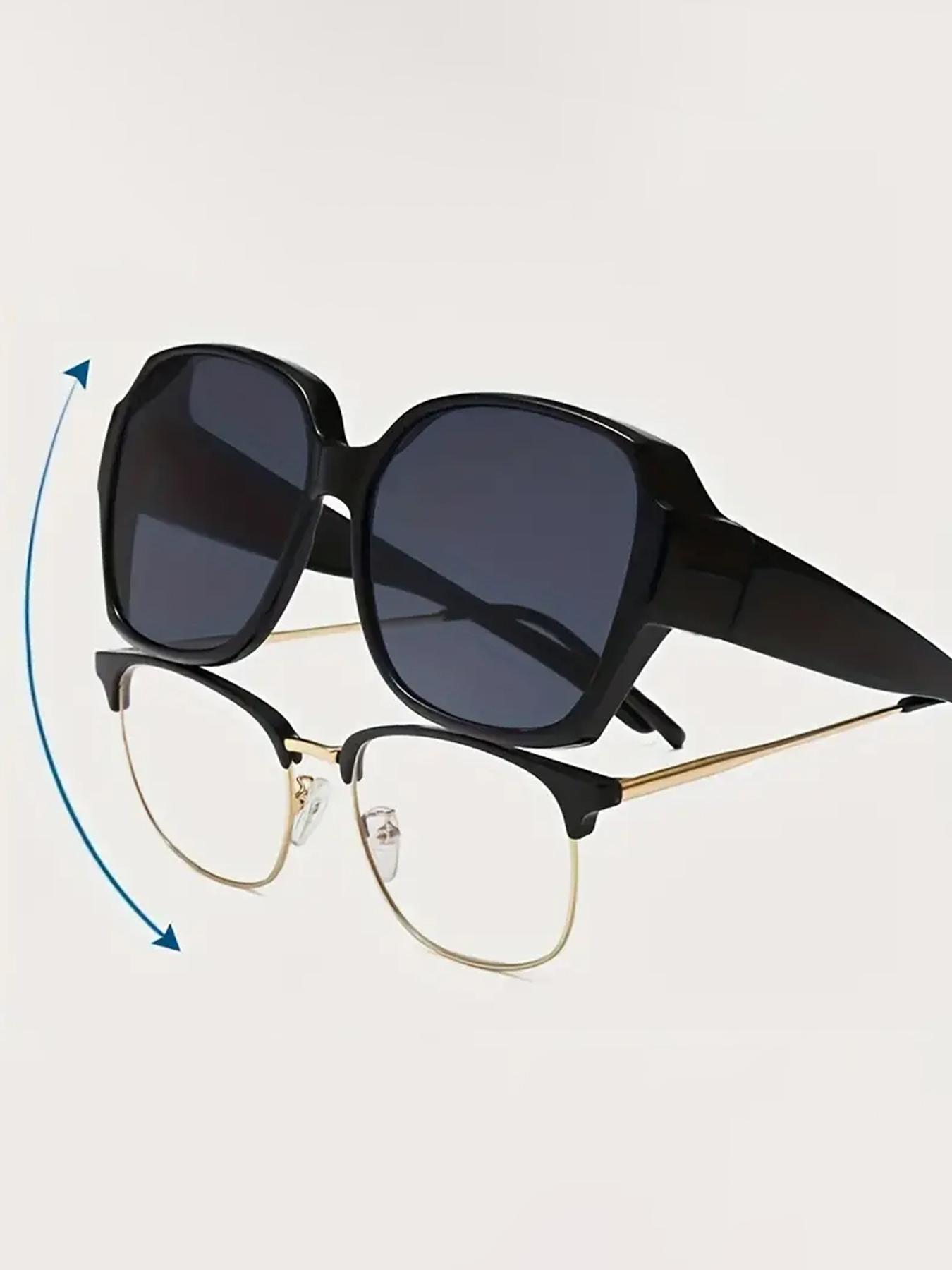 Unisex Minimalist Fit-over Sunglasses, Trendy Casual Sun Protective Sunglasses for Various Eyeglasses for Everyday Use, Fashion Accessories for Outdoor Activities