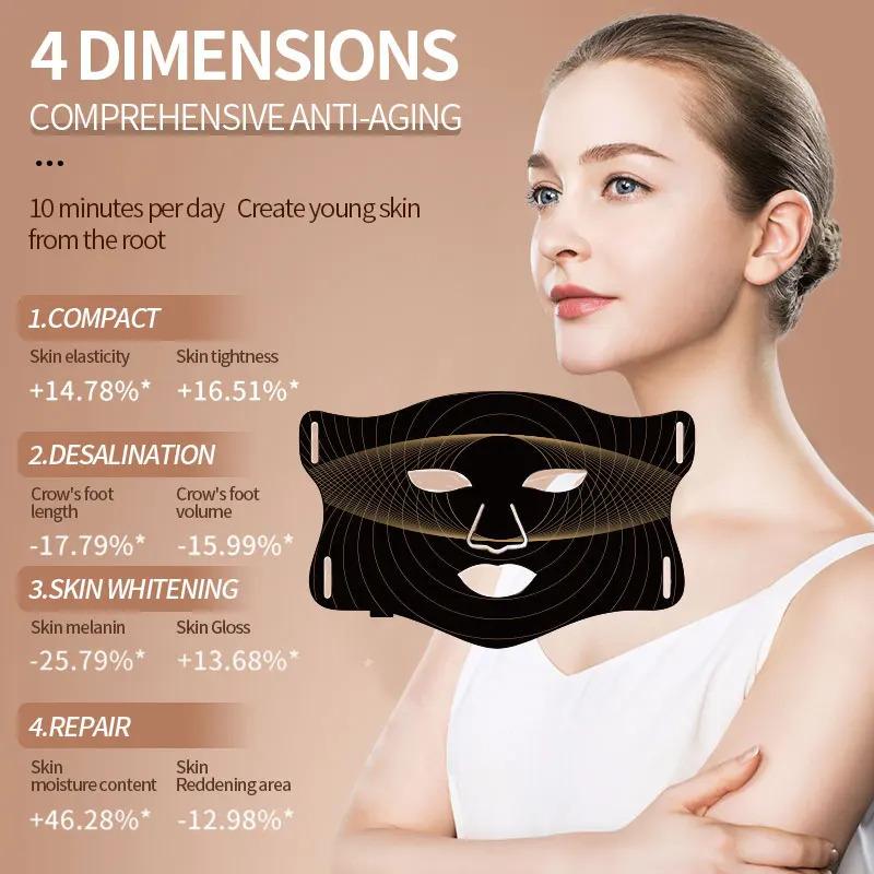 Manufacturer Customizable Facial Red Led Mask Beauty 4 Color Infrared Led Light Therapy Photon Face Silicone Mask