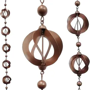 Vintage Metal Hanging Rain Chain, Rotatable Water Collection, Bell Chime Effect, Roof Drainage Accessory, Garden Decor, Halloween Christmas Ornament