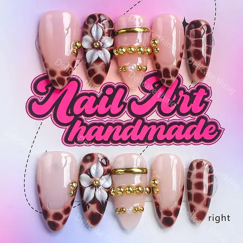 Y2K Style Almond Nails, Handmade Wearable Nails, Fake Nails Kit, Nail Art Set, 4 Sizes XS S M L, Perfect for Parties, Dates, Gifts for Women, Includes Jelly Glue, Crystal Stick, File