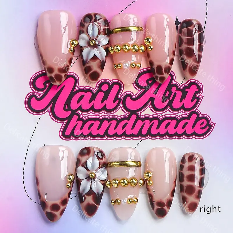 Y2K Style Almond Nails, Handmade Wearable Nails, Fake Nails Kit, Nail Art Set, 4 Sizes XS S M L, Perfect for Parties, Dates, Gifts for Women, Includes Jelly Glue, Crystal Stick, File
