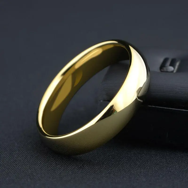 Classic Gold Color Alliance Couples Tungsten Wedding Band Engagement Rings for Men Women  6mm Width Comfort