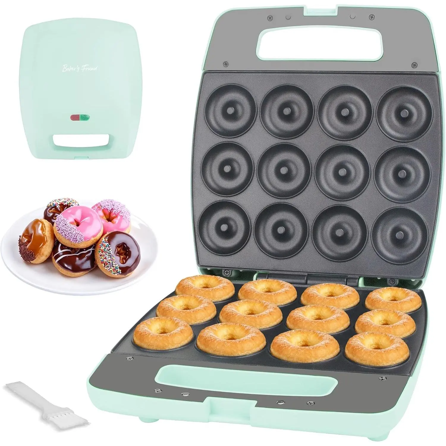 Mini Donut Maker Machine, Bake 12 Mini Doughnuts, Maquina Para Hacer Donas, Perfect for Breakfast, Snacks, Desserts & More