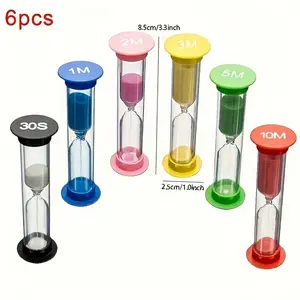 6-piece set of colorful anti fall plastic hourglass student gift decoration ornament hourglass timer