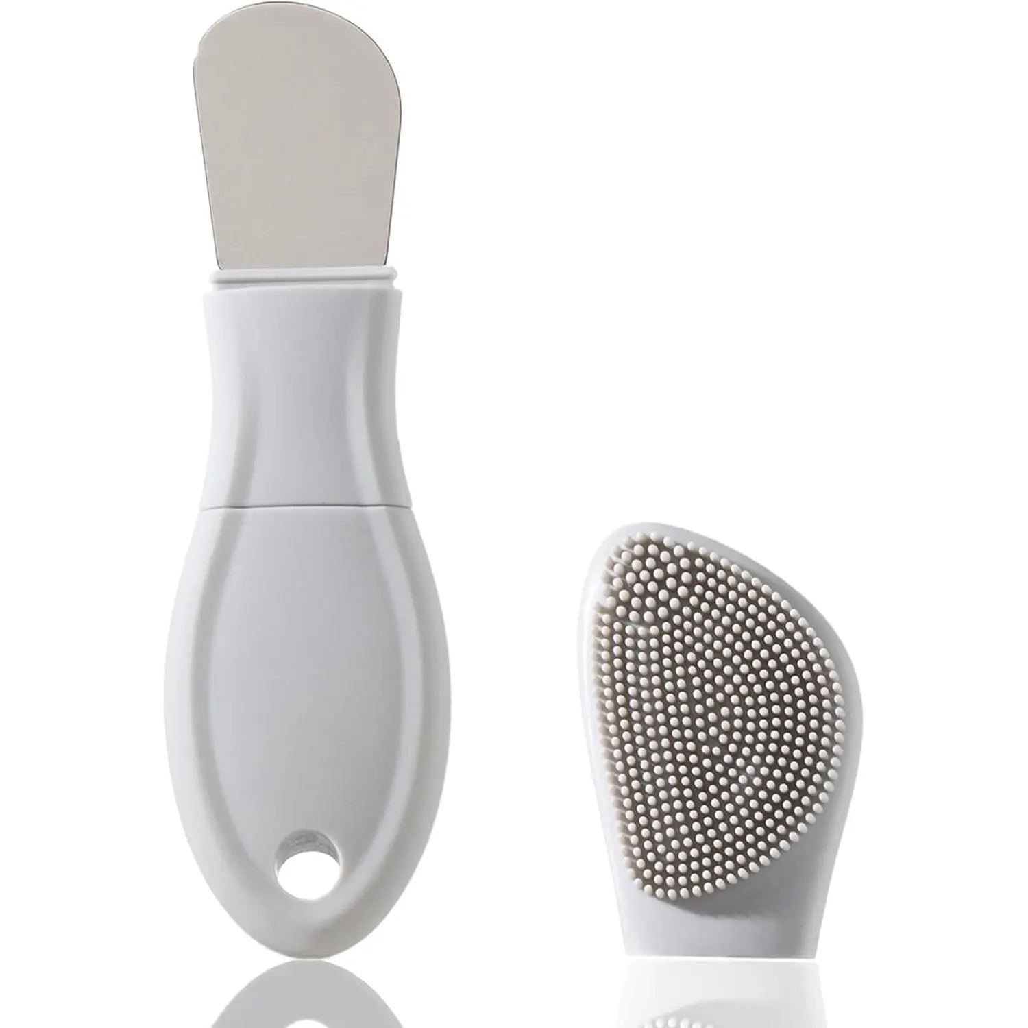 2-in-1 Multifunctional Facial Washing Brush - Pore Cleaning Tool with Blackhead Scraper, Pimple Extractor & Skin Spatula for Deep Cleansing (Gray)