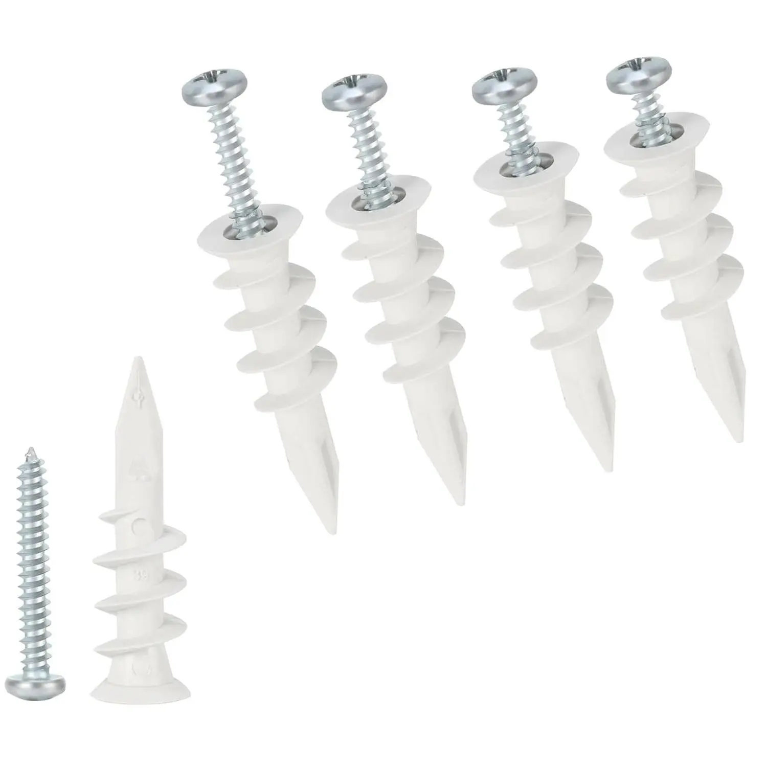 Self Drilling Drywall Plastic Anchors with Screws, Expansion Screws 40 count (20 Pairs)