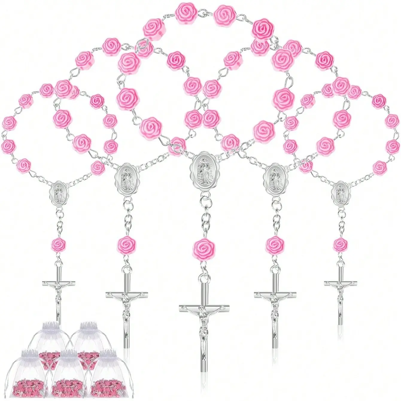 2026 Rosary Beads Cross Pendant, cross decorations, Baptism Wedding Favor, First Communion Gift, Catholic Christian Religious Party Decoration